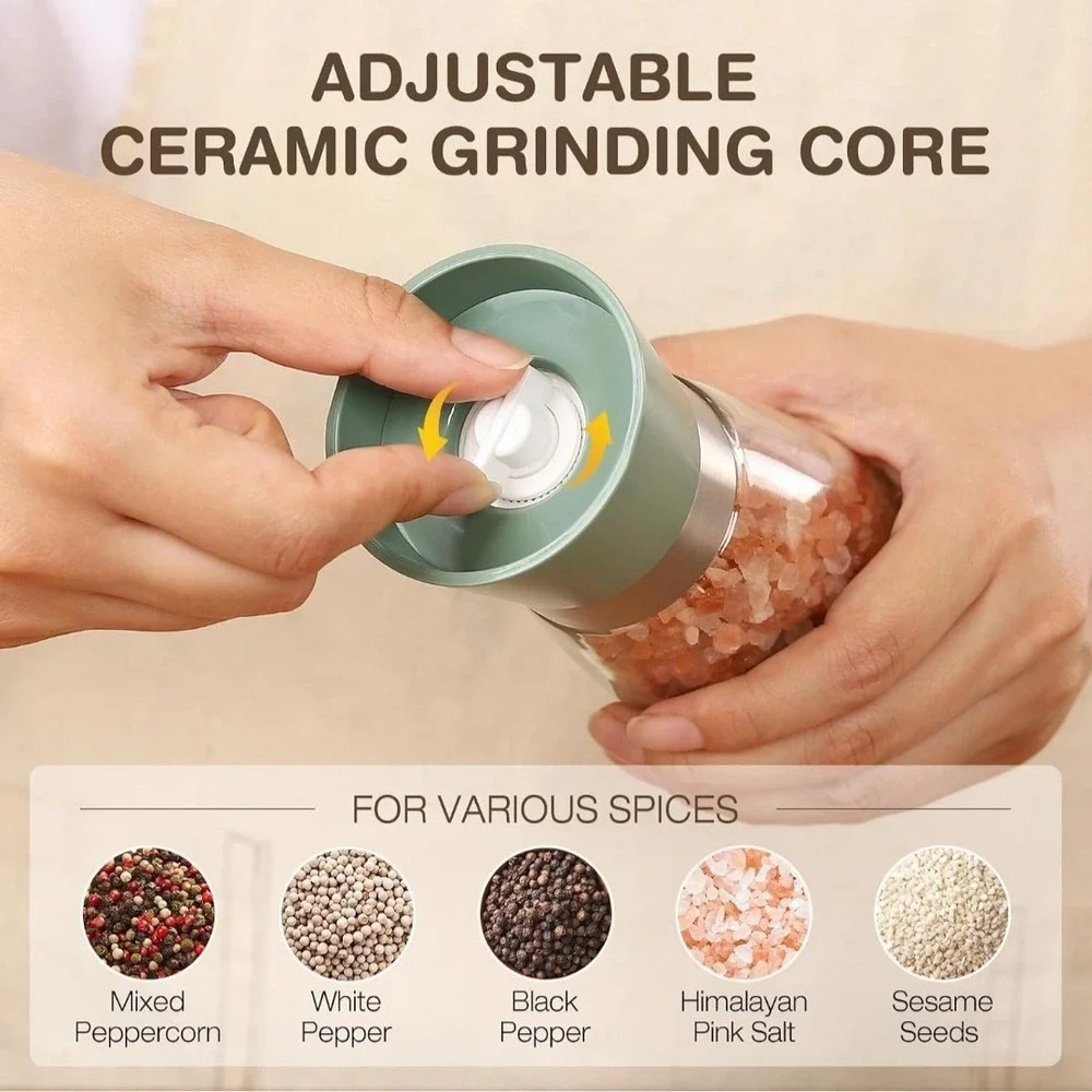 VUCCHiNi Salt  and Pepper Grinder Set -adjustable Coarseness